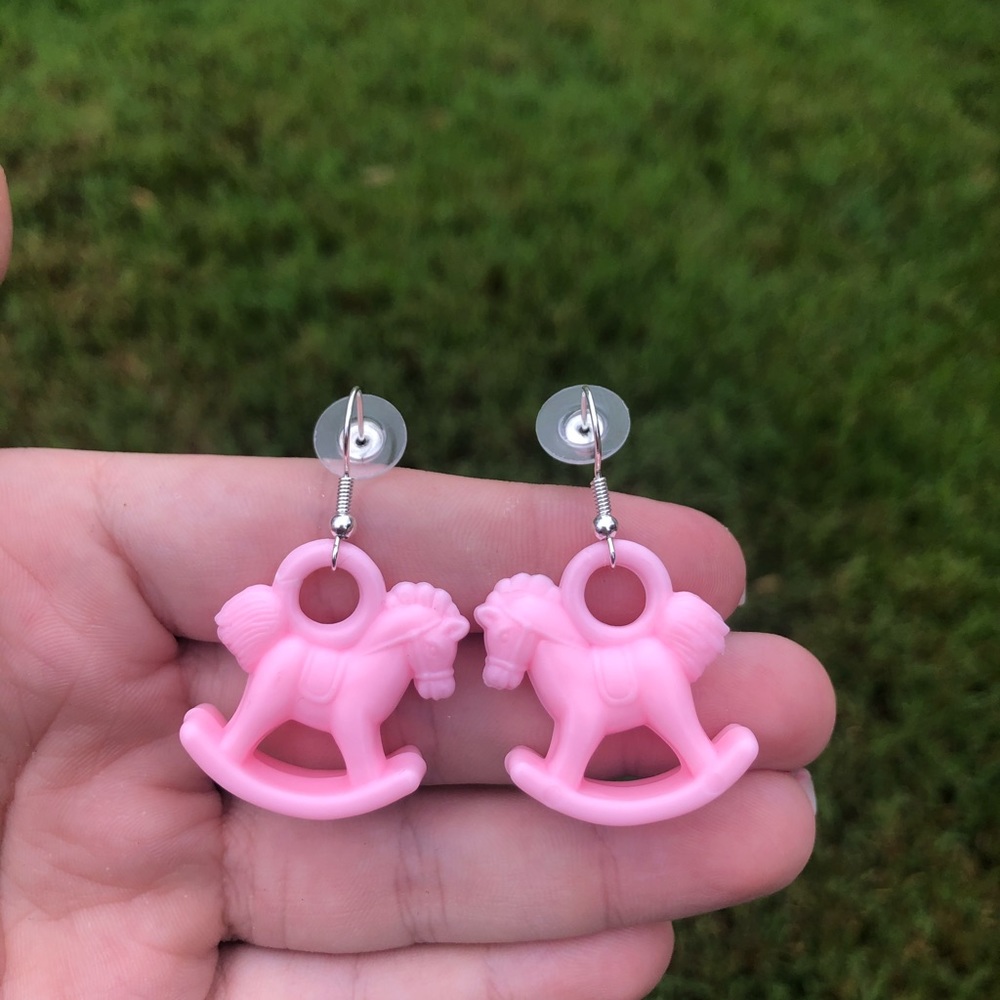 Small pink pony earrings